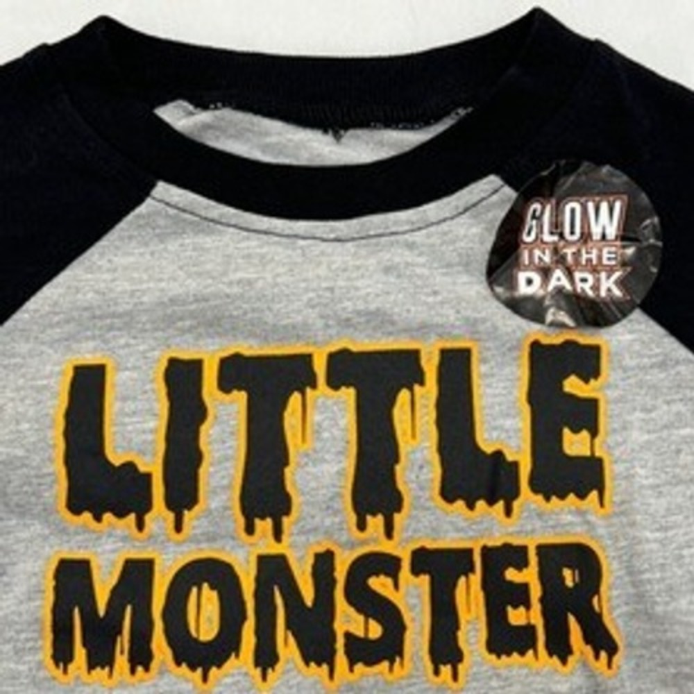 Toddler Boys 12M Little  Monster Glow‎ Dark Halloween Graphic Tee